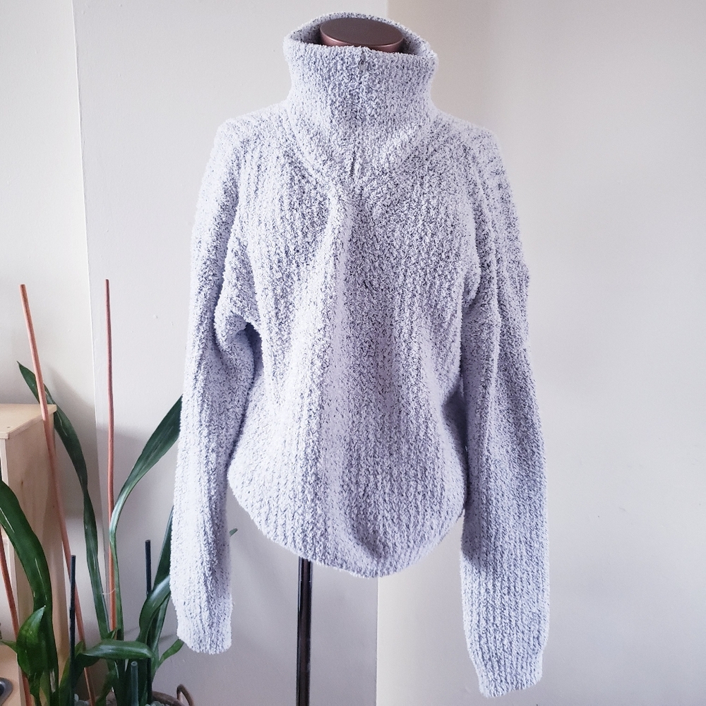 Alina's Exclusives Chenille High Collar Quarter Zip Pullover - XL